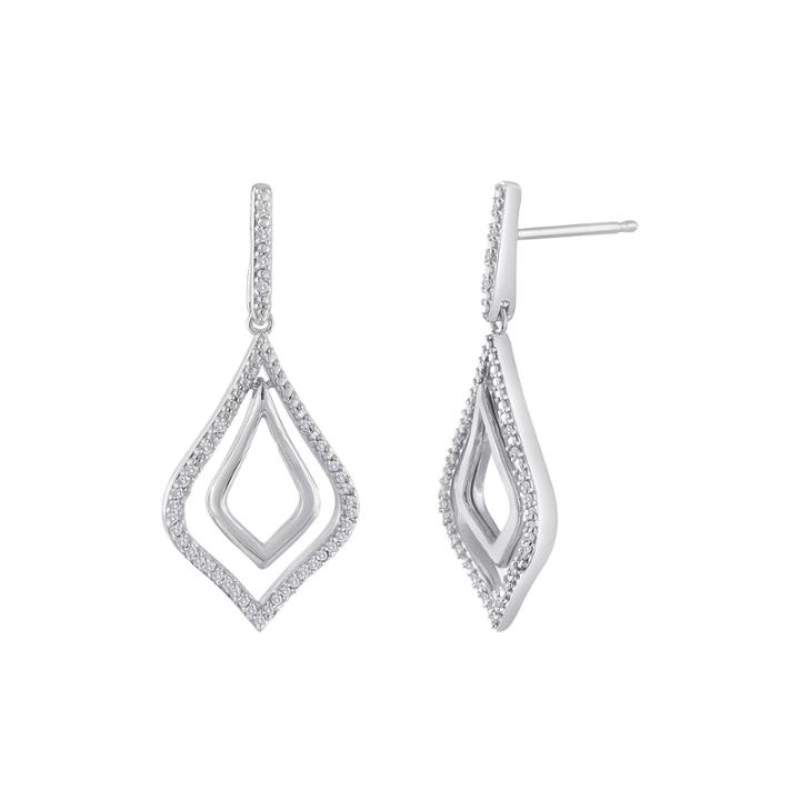 1/5 Ct. T.w. Diamond 10k White Gold Double-teardrop Drop Earrings