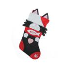 19.5 Black Red And White Embroidered Kitty Cat Christmas Stocking