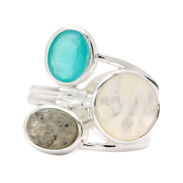 City Rocks Womens Genuine White Brass Cocktail Ring