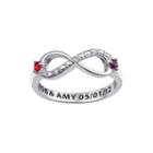 Personalized Cubic Zirconia Birthstone Sterling Silver Infinity Ring