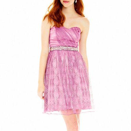Trixxi Strapless Embellished Glitter Dress