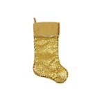 20 Shiny Gold Holographic Sequined Christmas Stocking With Velveteen Cuff