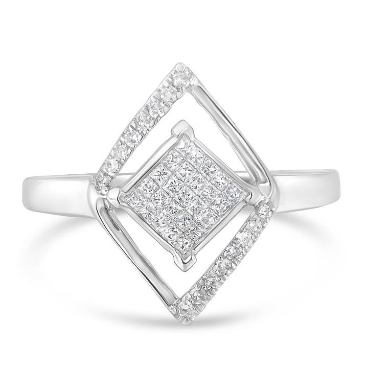 Womens 1/3 Ct. T.w. Diamond White 10k Gold Cluster Ring