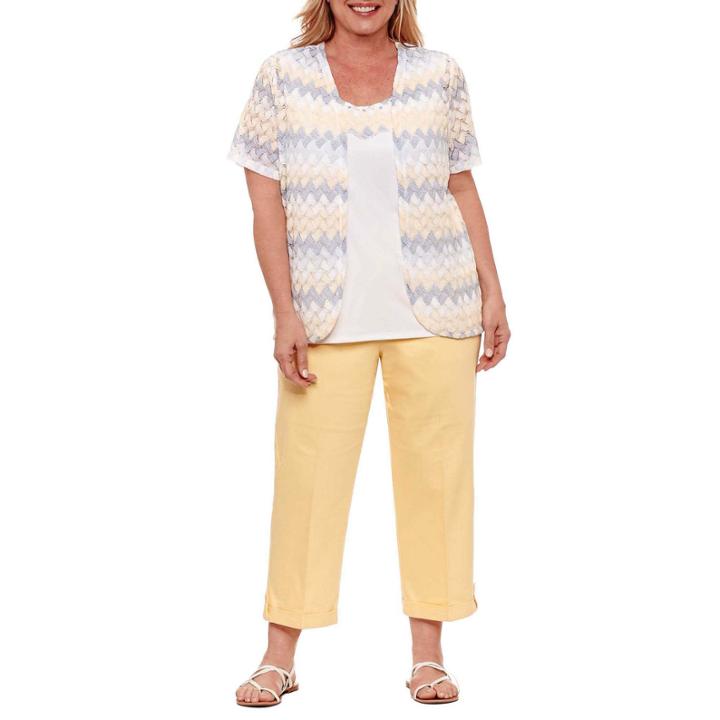 Alfred Dunner Blue Lagoon Short Sleeve Layered Top Plus