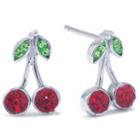 Silver Treasures Multi Color 12mm Cherries Stud Earrings
