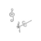 Itsy Bitsy&trade; Crystal Sterling Silver Treble Clef Earrings