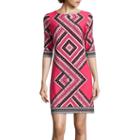 Studio 1 3/4 Sleeve Geometric Shift Dress
