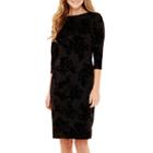 Black Label By Evan-picone 3/4-sleeve Sheath Dress