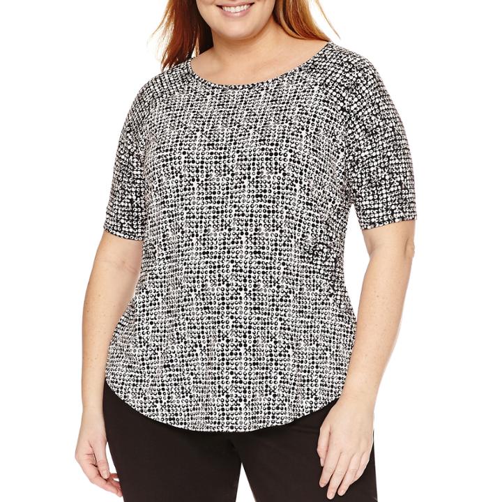 Worthington Elbow Sleeve Crew Neck T-shirt-plus