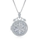 Enchanted By Disney 1/4 C.t.t.w. Diamond Frozen Snowflake Locket Pendant Necklace In Sterling Silver