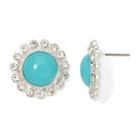 Monet Blue And Silver-tone Button Earrings