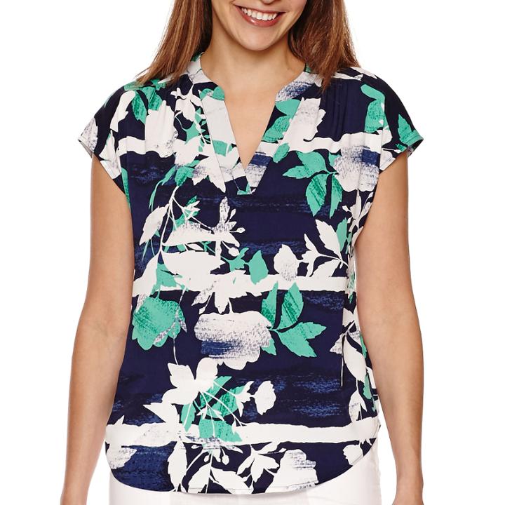 Liz Claiborne Sleeveless Split-neck Blouse