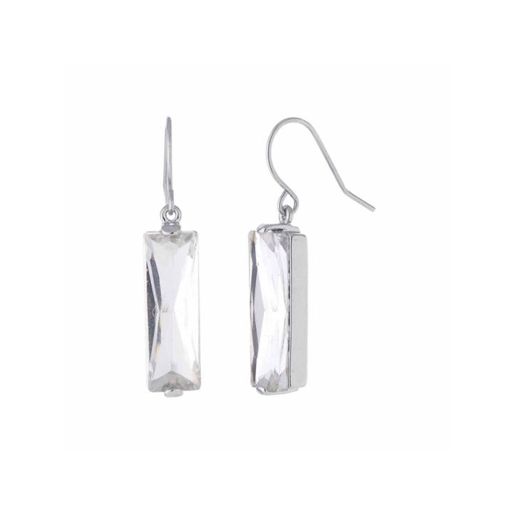 Sparkle Allure Crystal Silver Over Brass Drop Earrings