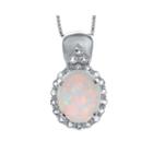 Lab-created Opal And Genuine White Topaz Sterling Silver Pendant Necklace