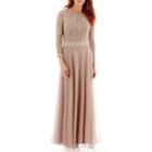Jackie Jon 3/4 Sleeve Lace Formal Gown