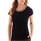 Liz Claiborne Short-sleeve Embellished Textured T-shirt