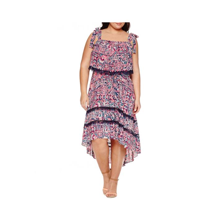 Boutique + Sleeveless Hi Low Maxi Dress-plus