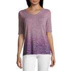 Liz Claiborne Elbow Sleeve V Neck T-shirt-womens