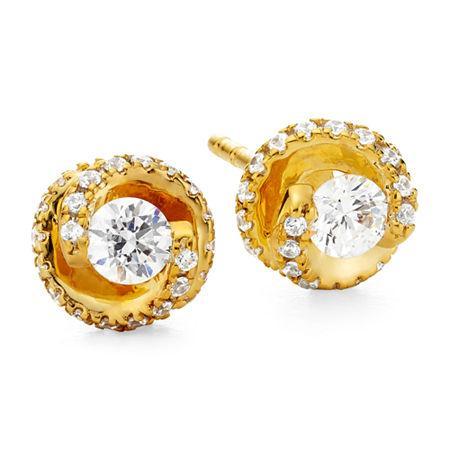 1/2 Ct. T.w. Diamond Spiral 10k Yellow Gold Stud Earrings