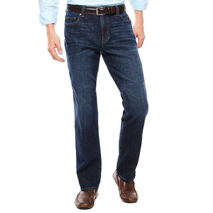 Claiborne Dark Intense Straight Leg Stretch Jeans