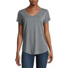 Stylus Short Sleeve Scoop Neck Stripe T-shirt-womens