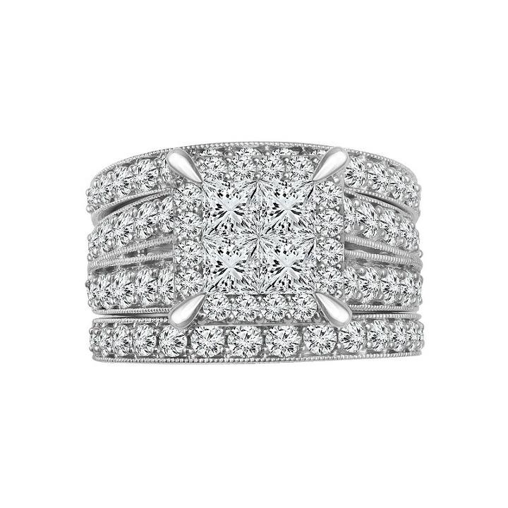 Womens 2 3/4 Ct. T.w. Princess White Diamond 14k Gold Engagement Ring