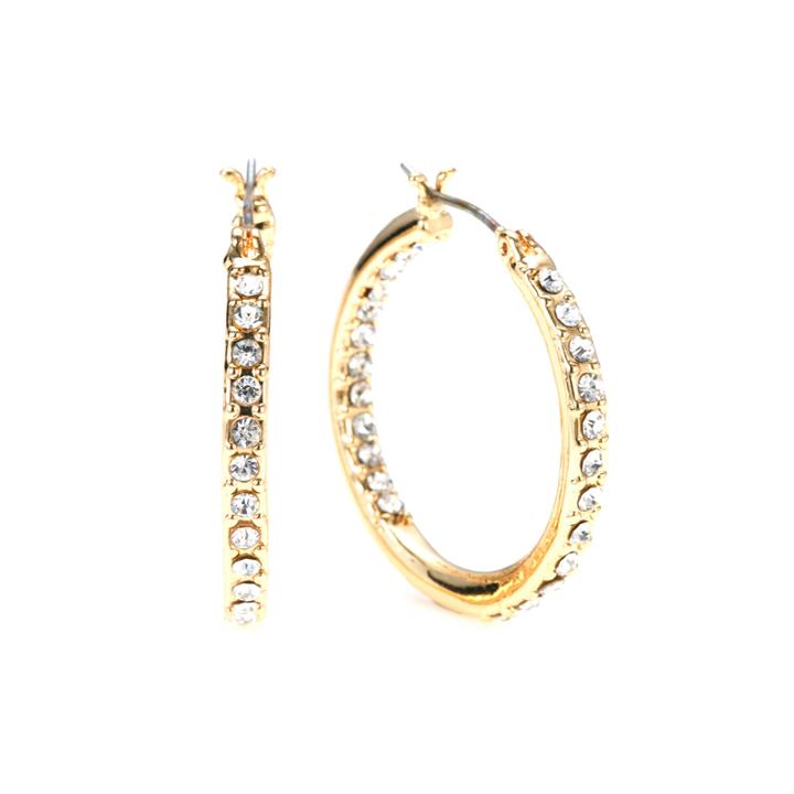 Gloria Vanderbilt Large Gold-tone Pave Hoop Earrings