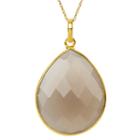 Womens Simulated Gray Quartz Gold Over Silver Pendant Necklace