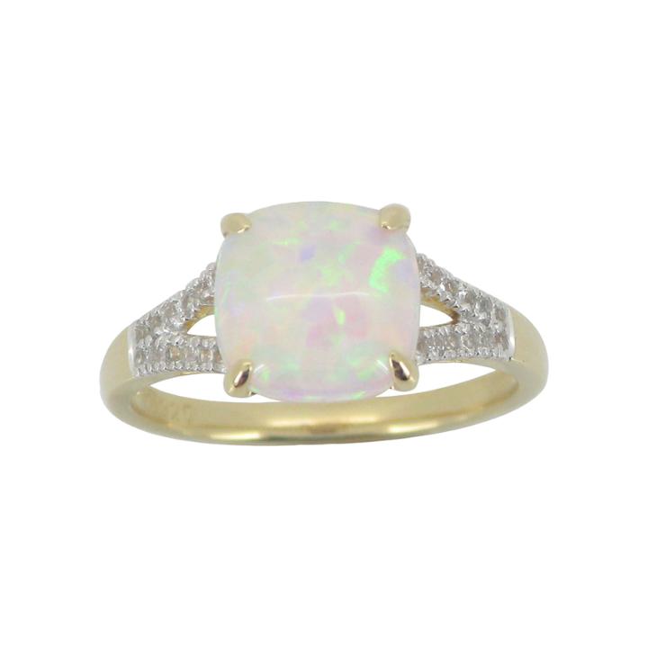Gold-plated Lab-created Cushion-cut Opal & White Sapphire Ring