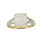 Gold-plated Lab-created Cushion-cut Opal & White Sapphire Ring