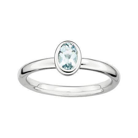 Personally Stackable Oval Genuine Aquamarine Ring