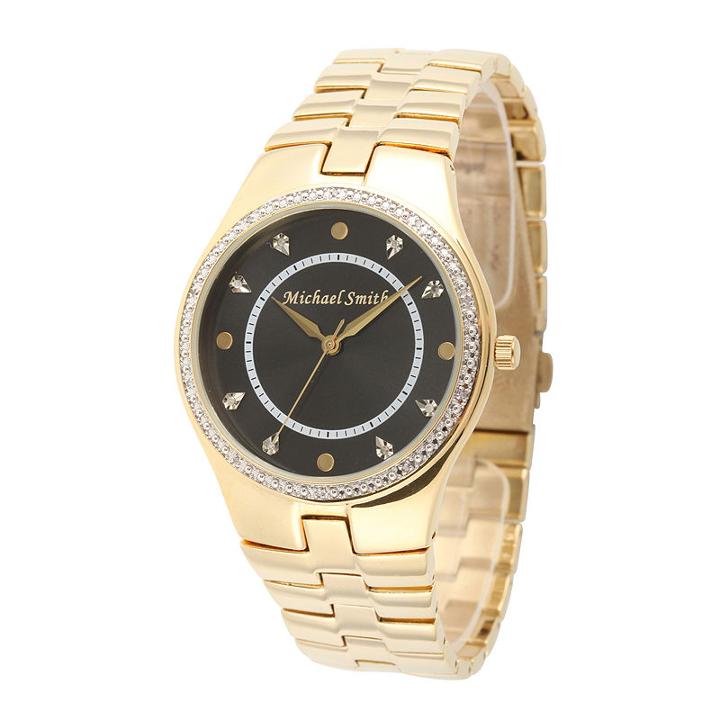 Personalized Dial Mens Diamond-accent Gold-tone Watch