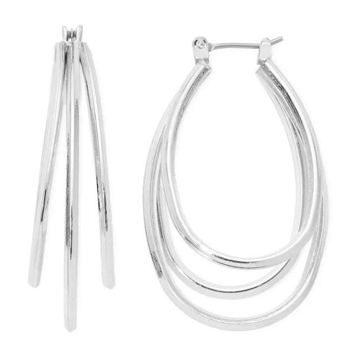 Liz Claiborne Silver-tone Large Layer Hoop Earrings