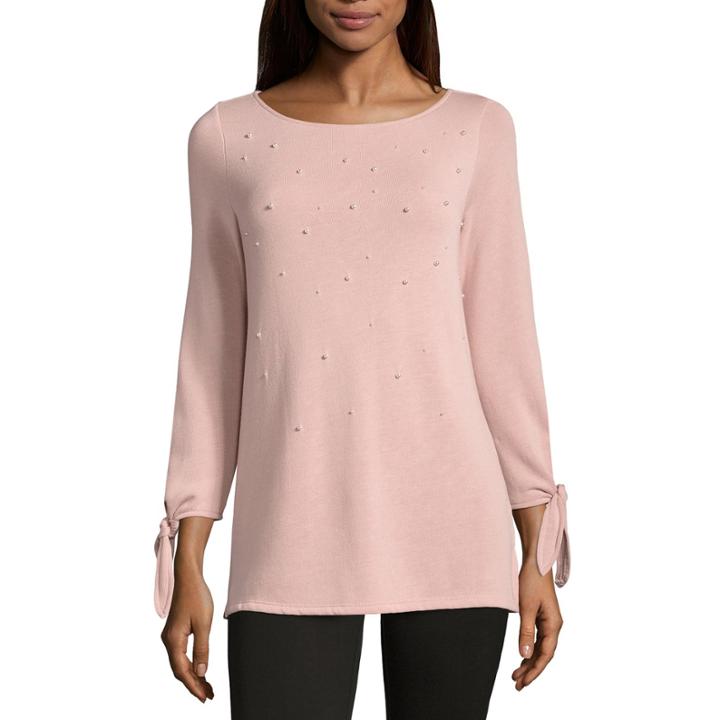 Liz Claiborne 3/4 Tie Sleeve Sweatshirt