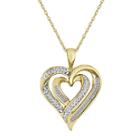 1/5 Ct. T.w. Diamond 10k Yellow Gold Double-heart Pendant Necklace