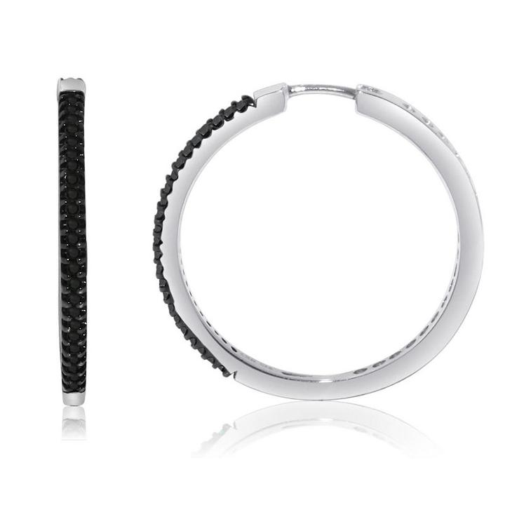 1/2 Ct. T.w. Black Diamond Hoop Earrings