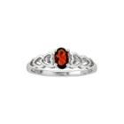 Womens Diamond Accent Red Garnet Sterling Silver Delicate Ring