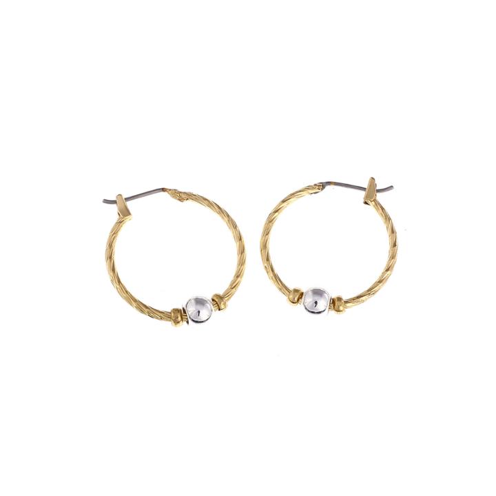 Gloria Vanderbilt Two-tone Single Bead Hoop Earrings