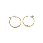 Gloria Vanderbilt Two-tone Single Bead Hoop Earrings