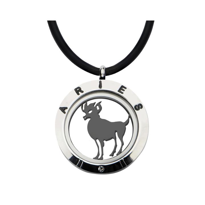 Aries Zodiac Reversible Stainless Steel Locket Pendant Necklace