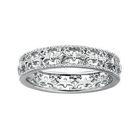 Personally Stackable Sterling Silver Fleur-de-lis Stackable Ring
