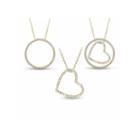 Womens 18 Inch White Cubic Zirconia 18k Gold Over Silver Link Necklace