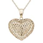 Infinite Gold&trade; 14k Yellow Gold Puff Heart Mesh Pendant Necklace