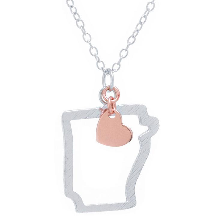 Silver Treasures Arkansas State Womens Sterling Silver Pendant Necklace