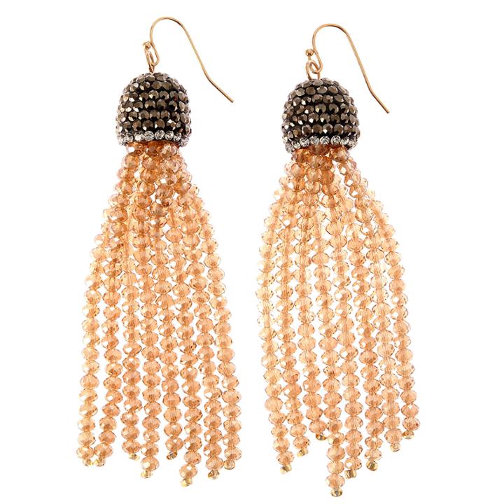 Natasha Accessories Champagne Crystal Drop Earrings