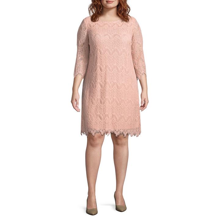 Ronni Nicole 3/4 Sleeve Pattern Sheath Dress - Plus