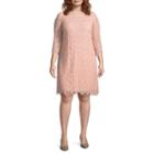 Ronni Nicole 3/4 Sleeve Pattern Sheath Dress - Plus