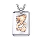 Mens Tungsten Dog Tag And Rose Ip Stainless Steel Dragon Pendant Necklace