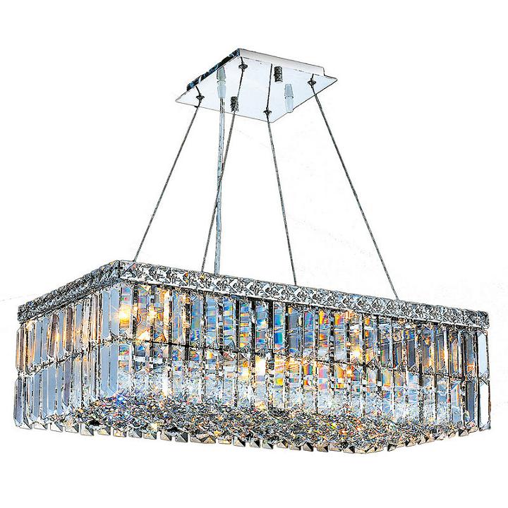 Cascade Collection 6 Light Chrome Finish And Clearcrystal Rectangle Chandelier