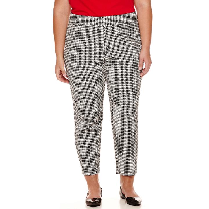 Liz Claiborne Emma Houndstooth Ankle Pants - Plus